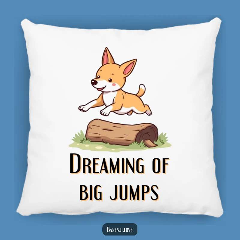 Funny Basenji Leaping Pillow: Cozy & Hilarious Dog Accent for a Perfect Gift