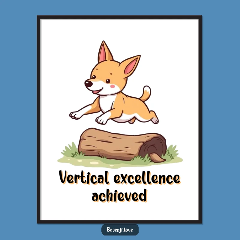 Funny Basenji Leaping Digital Art: Instant Hilarious Dog Decor for a Perfect Gift
