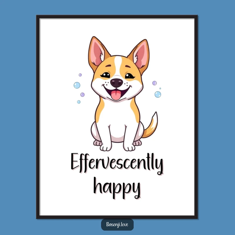 Funny Bubbles Basenji Poster: Whimsical Dog Art Print for a Perfect Gift