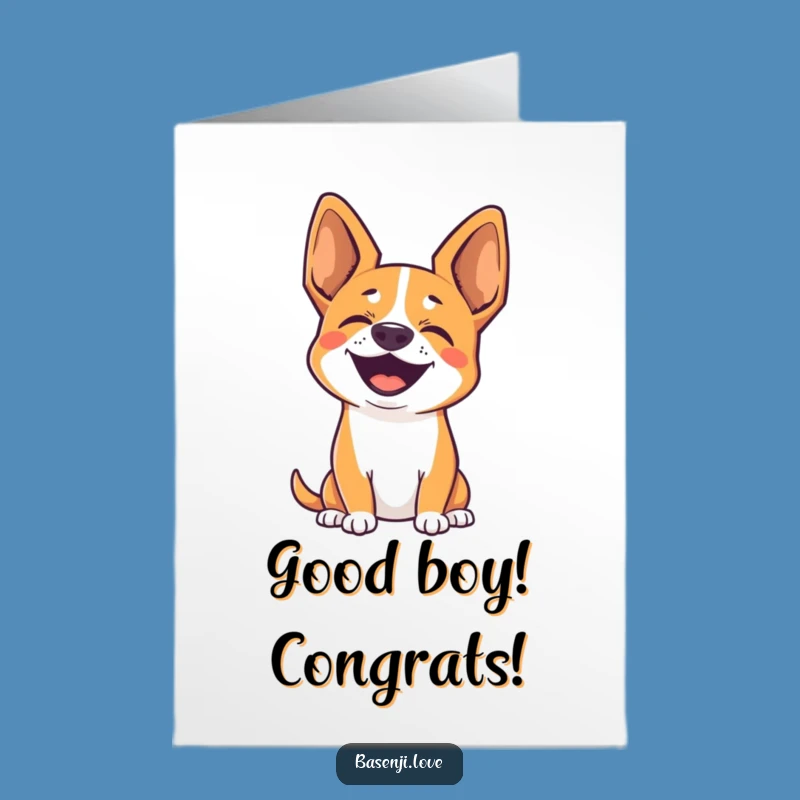 Free Printable Congratulations Card: Joyful Silent Basenji Bark